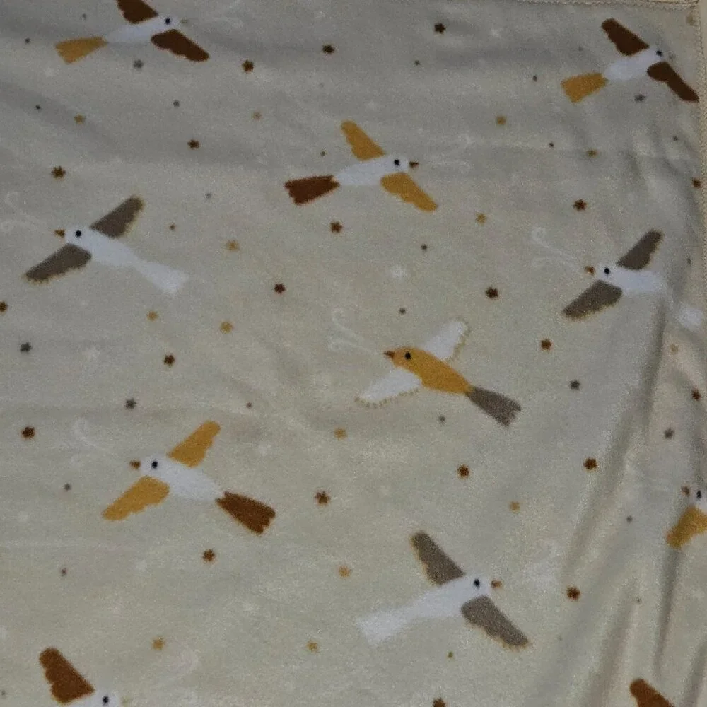 Handmade Blanket Tan Brown Flying Birds 30